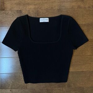 Black Ribbed Women's Top